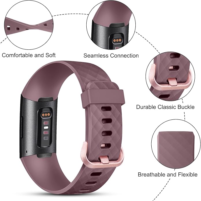 Vancle Bands for Fitbit Charge 4 Bands/Fitbit Charge 3 Bands Women Men[4 PACK], Classic Soft Replacement Sport Straps Wristbands for Fitbit Charge 4 / Charge 3 Fitness & Health Tracker