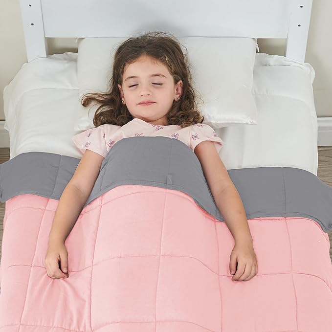 yescool Weighted Blanket (3 lbs, 36" x 48", Pink Grey) Cooling Heavy Blanket for Sleeping Perfect for 20-40 lbs, Breathable Blanket with Premium Glass Bead, Machine Washable