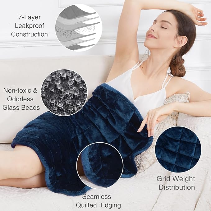 Alomidds Weighted Blanket 7lbs for Adults, Cozy Breathable Weighted Lap Blanket, Small Weighted Blanket Travel, Weighted Lap Pad for Relaxing, Sleeping, Navy, 29" x 24"