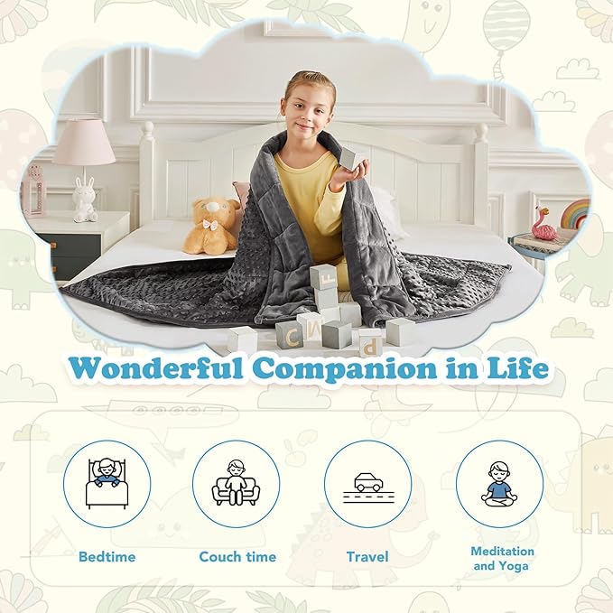 CuteKing Weighted Blanket - Weighted Blanket with Premium Glass Beads - Heavy Blanket Crystal Velvet for Comfort Sleep - Thick Blanket All Season (3lbs, 20"x30", Grey Bubble)