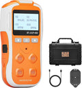 Gas Detector, 4-in-1 Monitor for H2S, CO, LEL, and O2 with Vibration, Visual, and Audible Alarms, 14-Hour Battery Life, Safety-Rated Explosion-Proof, for Work and Home - Orange