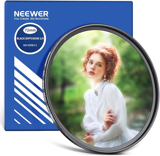 NEEWER 72mm Black Diffusion 1/4 Filter Dreamy Soft Cinematic Effect Filter Ultra Slim Water Repellent Scratch Resistant Optical Glass Multiple Nano Coatings for Video/Vlog/Portrait Photography