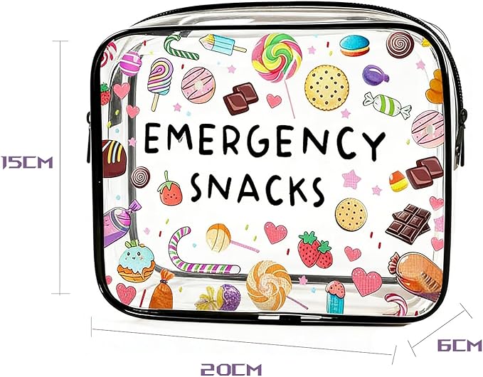 Emergency Food Storage Snack Bags for Women Travel Makeup Bag Organiser Organizer Pouches for Daughter Niece Birthday Gift Clear Cosmetic Bag with Zipper Emergency Snacks Pouch for Travel Accessories