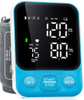 Blood Pressure Monitor Upper Arm Monitors for Home Use BP Machine with 2x120 Reading Memory Adjustable Arm Cuff 8.7"-15.7" Large Display with LED Background Light Storage Bag Light Blue