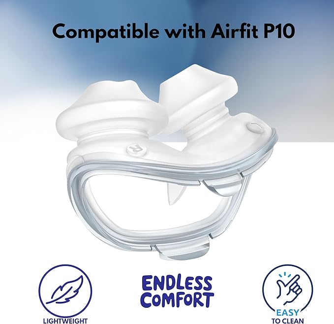 AirFit P10 Nasal Pillow Cushion (Medium) – Soft Silicone CPAP Mask Nose Pillow with Tube Frame Assembly - Light Weight Nasal Pillow CPAP for Better Sleep