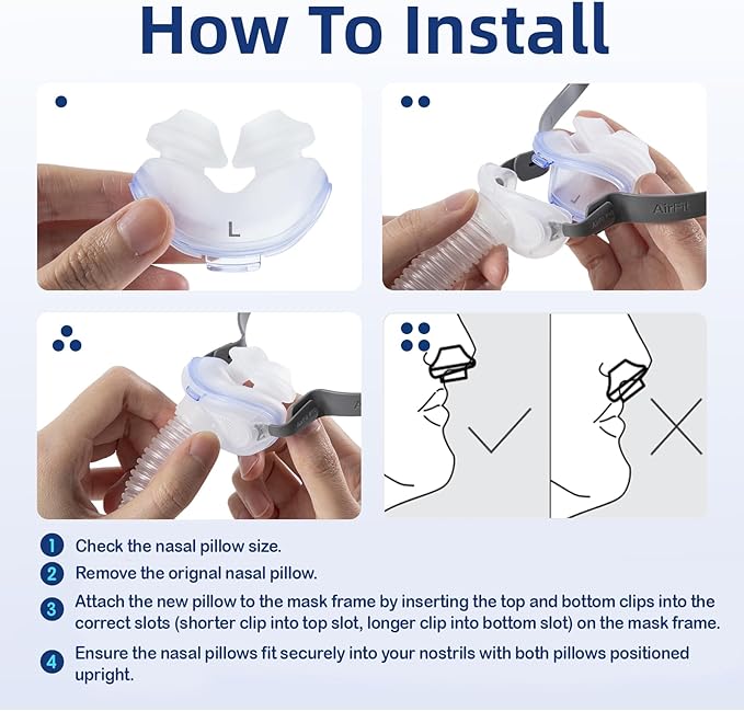 3 Packs Replacement Nasal Pillow Cushion for ResMed AirFit P10, Compatible with Original Airfit P10 Frame, Replacement Silicone CPAP Supplies, Reliable Seal & Lighter Weight, Large