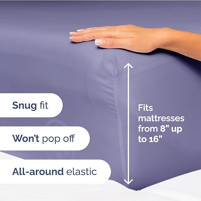 Split King Size 5 Piece Sheet Set - Extra Soft, Breathable & Cooling Sheets - Hotel Luxury Bed Sheets for Women & Men - Deep Pockets, Easy-Fit & Wrinkle-Free Sheets - French Violet Oeko-Tex Bed Sheets