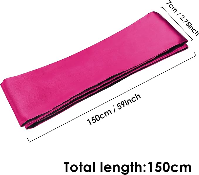 FRESHME Satin Sleep Mask - Lightweight Eye Mask for Sleeping Comfortable Adjustable Eye Blindfold Cover for Women Men Night Travel Nap Valentine's Day Gift Black and Deep Rose Red 160cm/63in