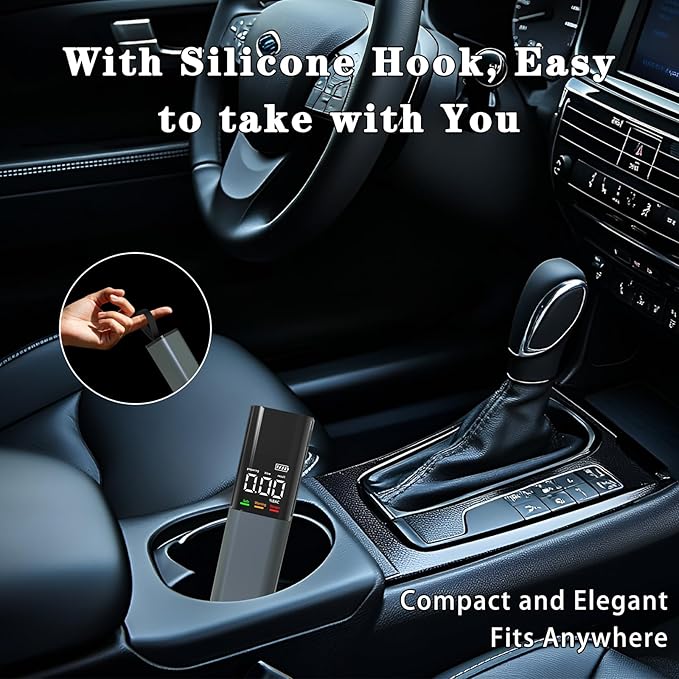 Portable Breathalyzer, BAC Tester with Digital Display, Audible and Visual Alarm, Type-C Charging Non-Contact Personal Breathalyzers for Home & Travel Use