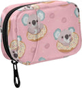Fustylead Cute Koala Bear and Sweet Donuts Travel Pill Case Bag with Zipper Weekly Pill Box 8 Compartments 7 Day Personal Pill Case Purse Medicine Case Organizer