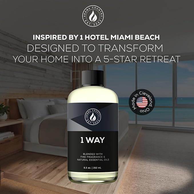 Aroma Country 1 Way Diffuser Oil - Luxury Hotel Santal Fragrance Oil for Diffuser Refill, Sandalwood Home Aroma Diffusers & Room Spray - My Way Premium Aromatherapy Oils & Home Scent (4 Fl Oz)