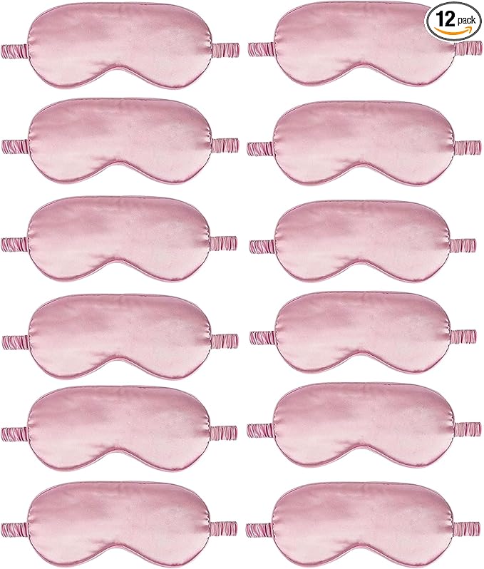 12PACK Silky Sleep Masks Satin Eye Mask Silk Eyes Cover for Sleeping Blackout Eyeshades Soft Blindfold Travel Nap Gifts