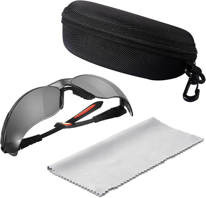 xaegistac Shooting Glasses Anti-fog Shooting Range Eye Protection, Adjustable Safety Glasses with Zipper Hard Case