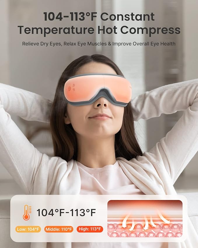 RENPHO Eye Massager with Heat, Mothers Day Birthday Gifts for Mom Women Men Her, FSA Eligible HSA Eye Mask App Control for Migraine,Sleep Mask for Dry Eyes Relax for Men Dad Eyeris 1