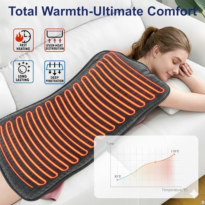 Extra Large Heating pad 40"x20" XXXL Electric Heating Pads for Back Pain Muscle Pain Relieve, Ultra-Soft Moist & Dry Therapy Heat Pad with 3 Timer Settings 10 Heat Settings