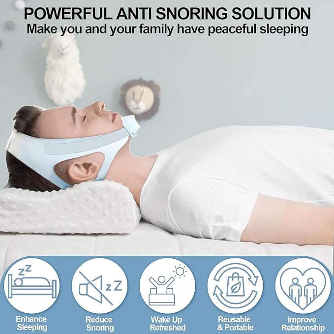 2 Pack Chin Strap for Sleeping - Effective Stop Snoring Solution - Adjustable Anti Snoring Chin Strap for Men Women Breathable Anti Snroing Devices