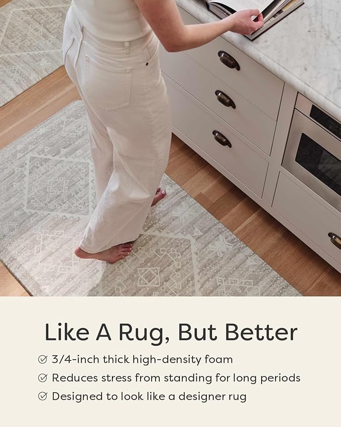 House of Noa Nama Standing Mat – Anti-Fatigue Cushioned Kitchen Mats for Floor | Ergonomic Bounce-Back Foam Kitchen Mats | Anti-Fatigue Mats for Kitchen & Standing | Ula Driftwood | 30"x72"