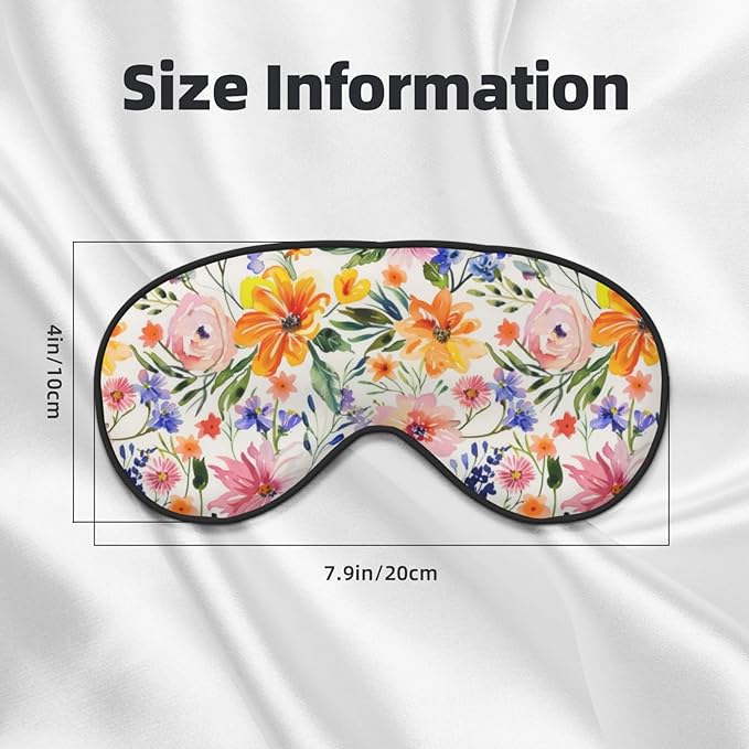 Watercolor Floral Sleep Mask Eye Mask with Adjustable Strap Eye Sleep Shade Cover Blocks Light for Women Men Airplane Travel Nap