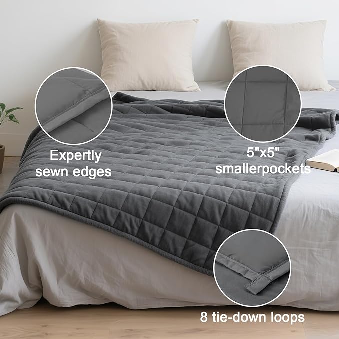 Hillhub Weighted Blanket for Adults, Multiple Sizes for Weight 30-350 lbs, Machine Washable