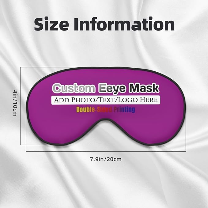 Custom Eye Mask,Add Your Image Text Personalized Sleep Shade Soft Blindfold Eyemask Blackout Eye Cover with Adjustable Strap for Sleep,Travel,Nap Light Purple