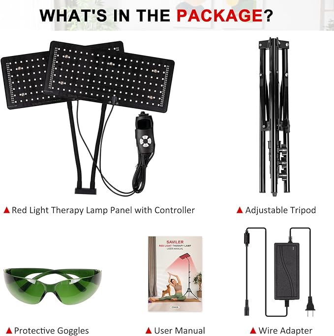 Red Light Therapy Lamp, Infrared Light Therapy Device with Stand, 660nm Red and 850nm Near Infrared Red Light Therapy for Body and Face Pain Relief Skin Care(Dual Lamps)
