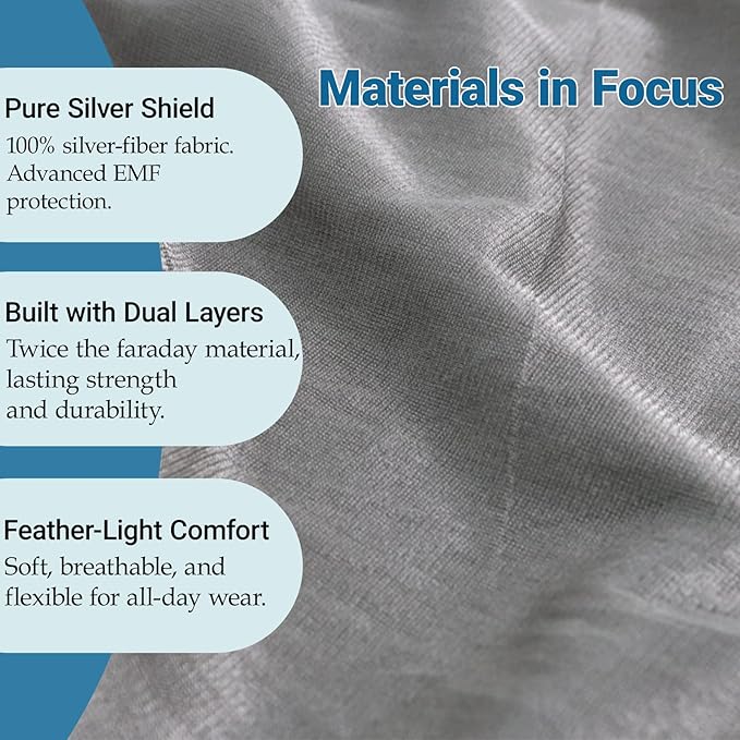 Grounding Hood Radiation Shielding Hat, Earth Connected Full Head Cover, Dual-Function Silver Fiber Faraday Protection Brain Coat