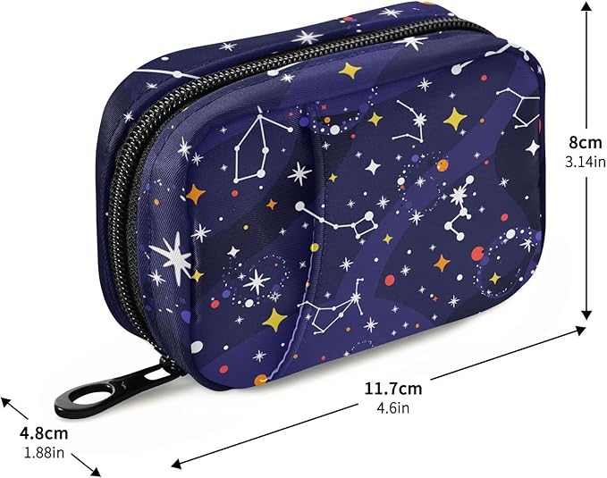 Pill Box Star Constellation Zodiac 7 Day Pill Case Travel Pill Organizer Bag with Zipper Portable Weekly Vitamin Medicine Supplement Holder Pouch Bag
