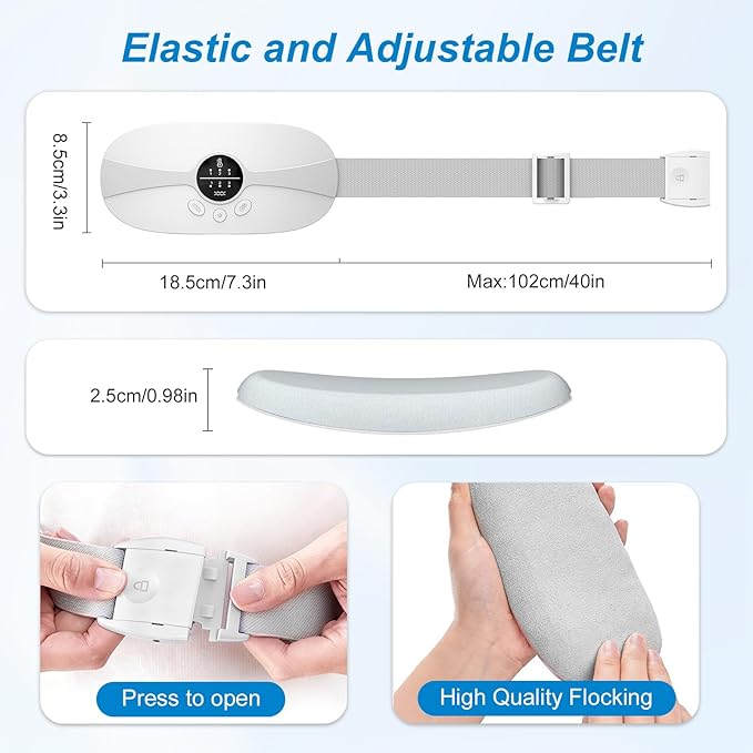 Portable Cordless Heating Pad, 5s Fast Heating, 3 Heat Levels and 3 Massage Modes, Menstrual Heating Pads for Women and Girls (White)