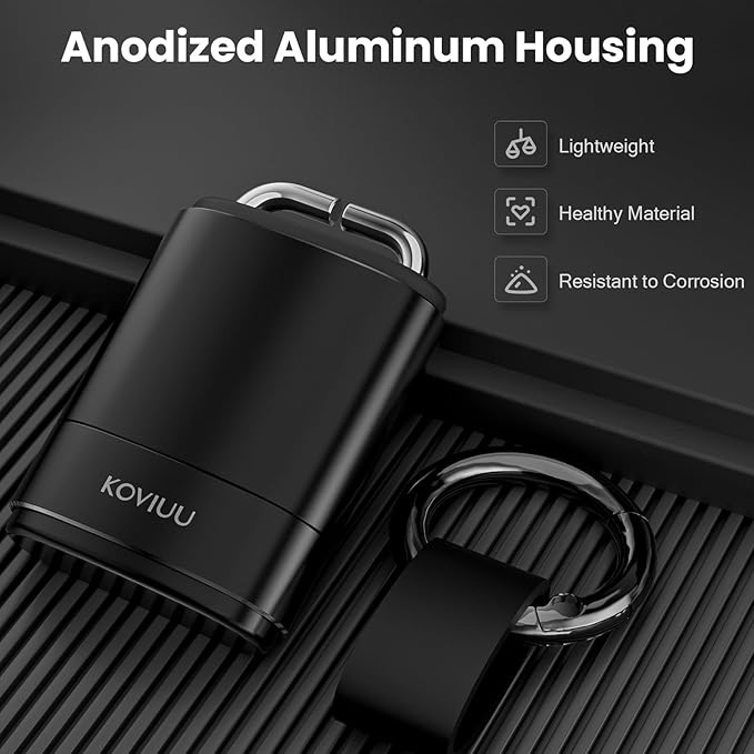 Keychain Pill Holder Necklace, KOVIUU Magnetic Pill Organizer, Aluminum Pill Case, Mini Metal Pill Box, Nitroglycerin Emergency Medicine Carrier Key Chain Container for Purse Pocket, Black