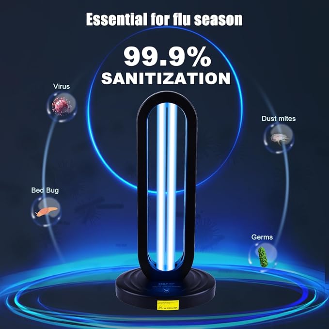 UV Light Sanitizer with Ozone,Ultraviolet Light Sanitizer for Room,UVO Lamp with Remote Control,Home Disinfection Device,15/30/60 Minutes Timer
