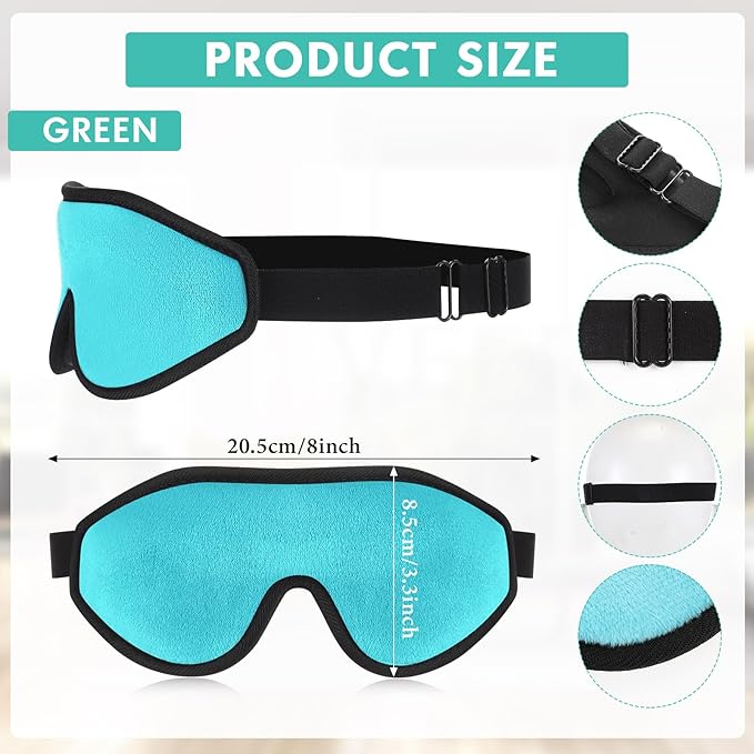 Coume Sleep Mask for Kids 3D Light Block Sleeping Blindfold Memory Foam Contoured Eye Mask with Adjustable Strap Zero Pressure Eye Cover for Boys Girls for Travel Home Office Meditation(Green)