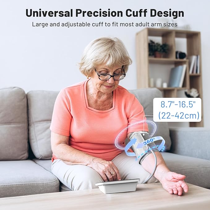 Smart Bluetooth Blood Pressure Monitor by ZOETOUCH - Clinically Accurate - Digital Wireless BP Machine Cuff Upper Arm for Home Use Large LED Display, App Connectivity, 2 Users, Fits Arms 8.7-16.5"