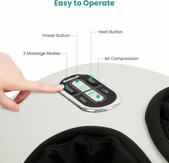Nekteck Shiatsu Foot Massager Machine with Soothing Heat, FSA Eligible Air Compression Deep Kneading Therapy, HSA Massage Tools Improve Blood Circulation Foot Wellness, Fits Size Up to US 13