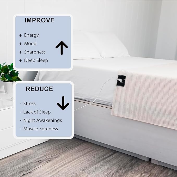 Grounding Sheets Grounded Half Sheet 36"x100" Fit All Bed Sizes Conductive Flat Sheets with Cord Earth Connected for Improved Sleep Organic Cotton+Silver Fiber Beige