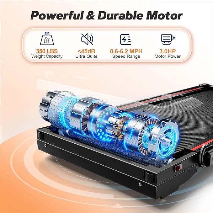 Walking Pad with Handle Bar Dual-Side Under Desk Treadmill for Home Small with Foot Massage 3.0HP Portable Treadmill Compact Treadmill with APP, Remote Control, LED Display, 350 lb Capacity