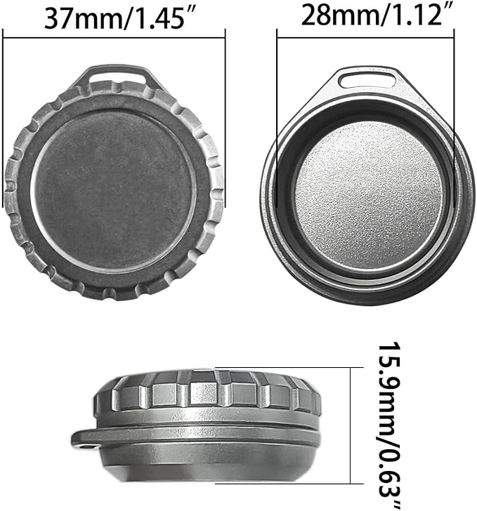 Titanium Waterproof Pill Case Travel Pill Organizer Bottle EDC Capsule Container Portable Pocket Metal Box with Chain for Camping, Hiking, Fishing, Titanium, Stone Washed