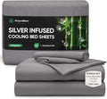 Miracle Sheets, Silver Infused Bed Sheets Set, Temperature-Regulating Fabric with Self-Cleaning Technology for 3X Freshness Sleep, Genuine 100% Organic Viscose Derived from Bamboo (Grey, King)