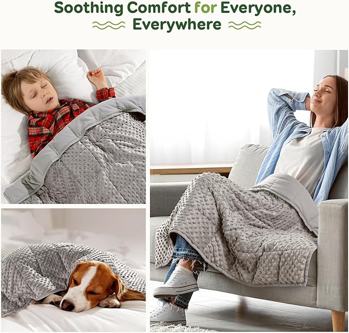 Sivio Weighted Blanket 5 Pounds,Heavy Blankets for Bed, Dual Side Soft Minky and Breathable Weighted Blanket, 36"x 48" Grey