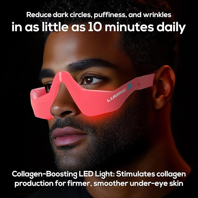Under-Eye Red Light Therapy Device, & Microcurrent Eye Massager, Puffiness, Eye Bags - Red Light Therapy Glasses for Reducing Wrinkles and Fine Lines(Pink)