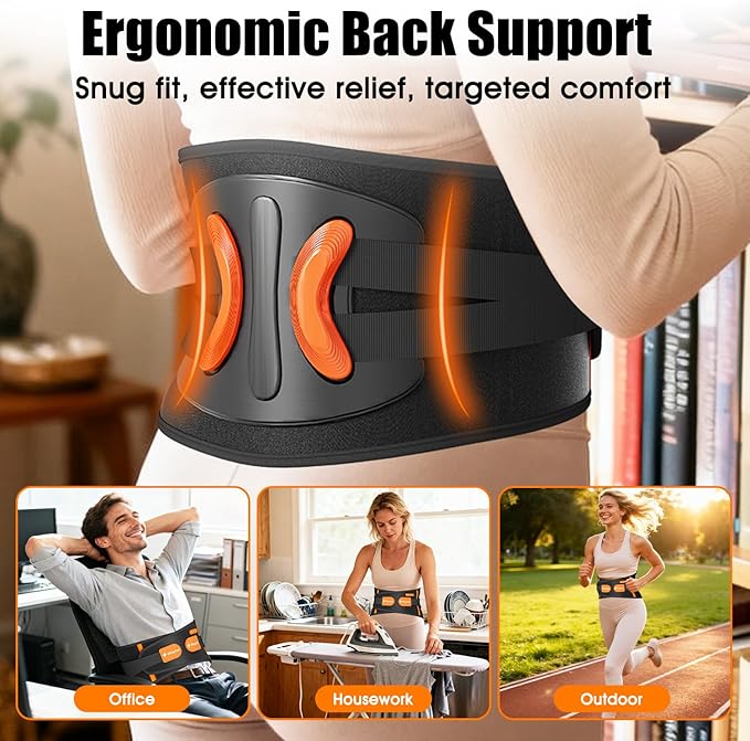 Cordless Heating Pad for Back with Massager, 10000mAh Battery Operated Portable Heated Belt with Vibration, Electric Back Massager for Lower Back, FSA Eligible HSA Birthday Gifts for Men Women Dad Mom