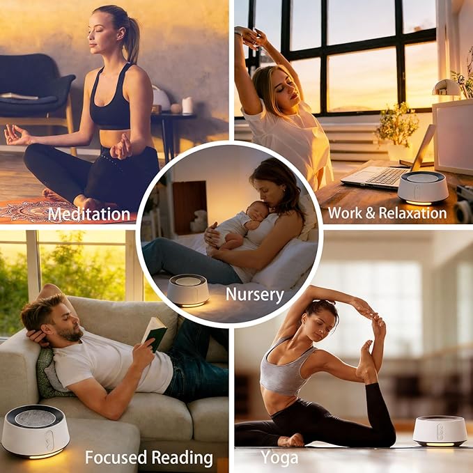 BGOVERSS White Noise Sound Machine with 20 Soothing Sounds, 10 Colors Night Light Sleep Machines Home Office Travel, 5 Timers and Memory Feature Sound Machine for Nursery Baby Kids Adults (Zebra Wood)