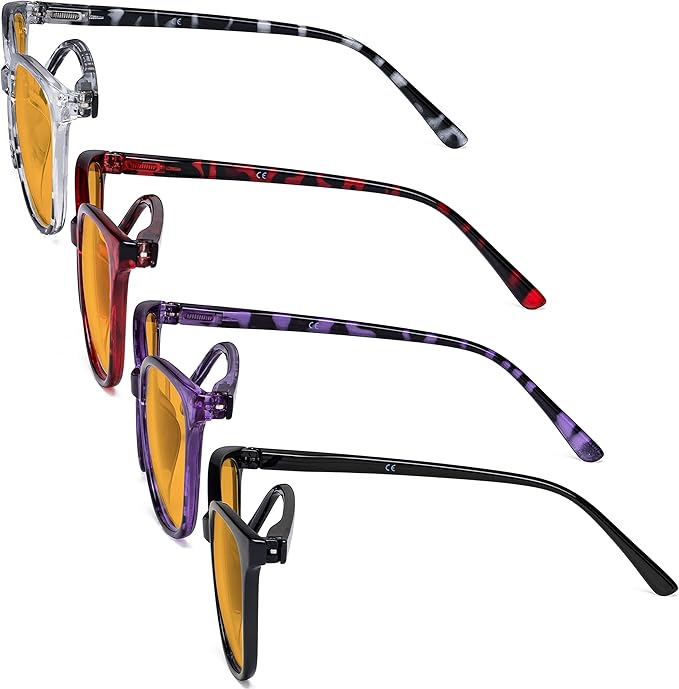 Eyekepper 4 Pack Oversized Blue Light Filter Glasses - Cat Eye Design Computer Reading Glasses for Women Anti Screen Glare Blocking Digital Blue Rays Orange Tinted +1.50
