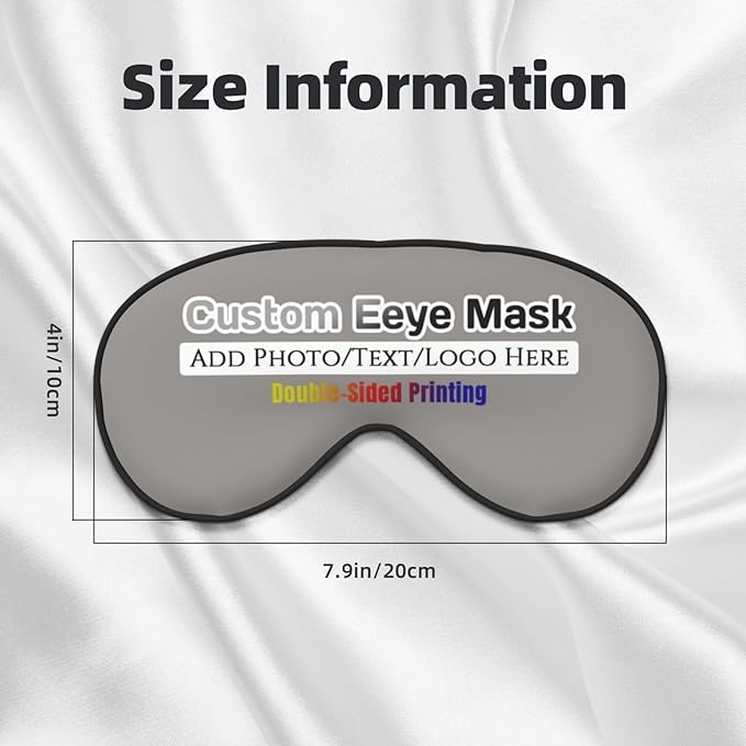 Personalized Eye Masks,Customized Sleep Blindfold Eye Mask,Custom Blackout Eye Cover with Adjustable Strap for Travel and Nap Gravel