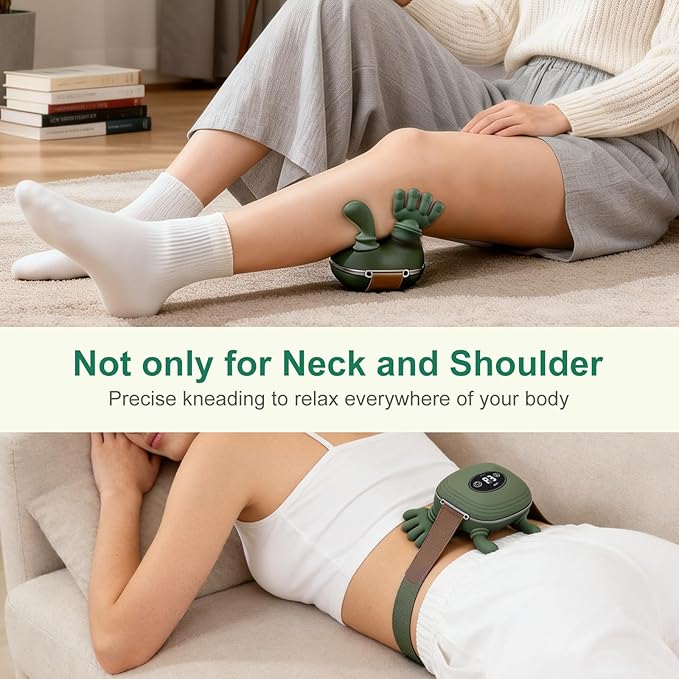 Human-Like Neck Massager with Heat for Pain Relief Deep Tissue, Cordless 4D Kneading Neck and Shoulder Massager Back Massager with Bionic fingers Massage and Screen, Ideal Gifts for Women Men