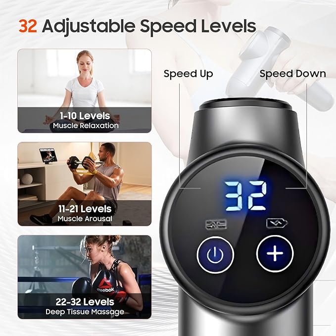 Massage Gun with Heat, Compact Handheld Massager for Home, Office & Gym, Mini Massage Gun with 7 Massage Heads, Quiet and Portable