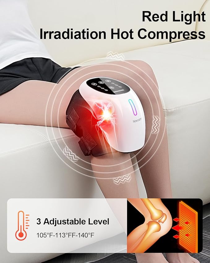 Knee Massager with Heat & Ice Pack, Cordless Infrared Massager for Knee Pain Relief, Adjustable Portable Device for Shoulder Elbow Joint Stiffness, Ideal Gift for Men&Women Parents