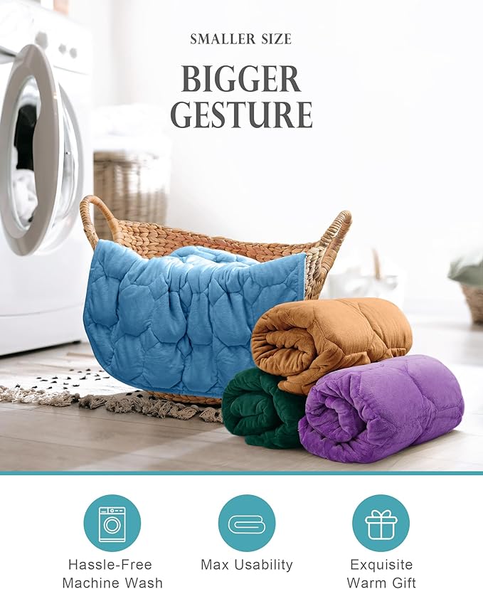 Cottonblue Weighted Lap Blanket Pad 7 lbs 29" x 24", Cozy Luxury Crystal Velvet Weighted Blanket for Adults, Small Weighted Blanket Throw All Season for Travel Relaxation Sleeping, Brown Heavy Blanket