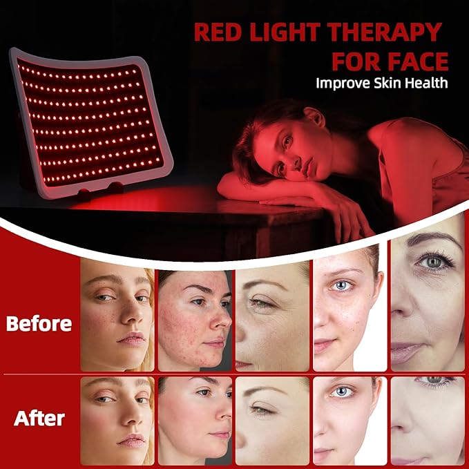 Red Light Therapy Device – 660nm Red & 850nm Infrared LED Therapy Lamp for Face and Body, Versatile Design with Stand, Legs & Strap, Well-Made and Easy to Use(White)