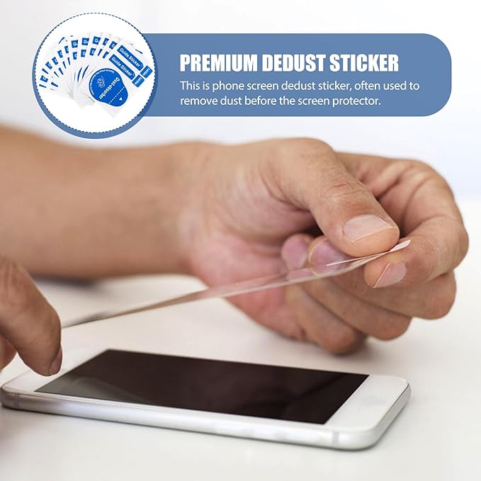 Uonlytech 200pcs LCD Screen Cleaning Stickers Film Dust Removal Stickers Dust Removal Tool Phone Screen Paper Decals Cleaning Phone Tool for Home Use