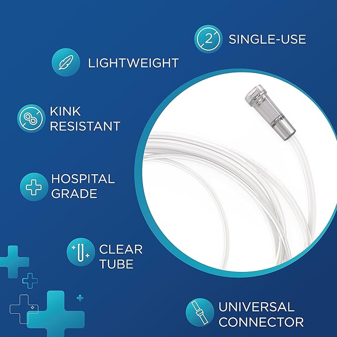 7 Foot Oxygen Nasal Cannula - 10 Pack Nasal Cannulas for Oxygen - Standard Kink Resistant Lightweight Tubing Cannula